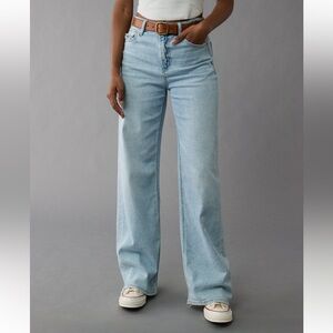 American Eagle Dreamy Drape Stretch Super High-Waisted Baggy Wide Leg Jean